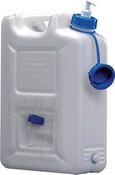 Wasserkanister 22l HDPE m.Ablasshahn+Pumpspender H495x165xT350mm HÜNERSDORFF