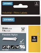 Schriftband Band-B.24mm Band-L.3,5m flexibles Nylonband schwarz auf weiß DYMO