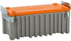 Materialbox, kranbar, Polyethylen, grau/orange, Volumen 250 l, BxTxH 1200x600x540 mm, Gewicht 33 kg