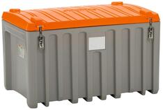 Materialbox, Polyethylen, grau/orange, Volumen 400 l, BxTxH 1200x790x750 mm, Gewicht 30 kg