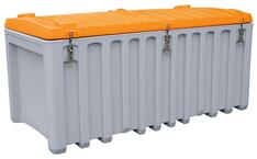 Materialbox, Polyethylen, grau/orange, Volumen 750 l, BxTxH 1700x840x800 mm, Gewicht 42 kg, ohne Seitentür