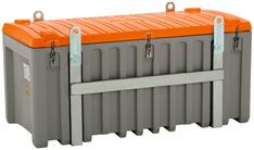 Materialbox, kranbar, Polyethylen, grau/orange, Volumen 750 l, BxTxH 1700x860x800 mm, Gewicht 75 kg, ohne Seitentür