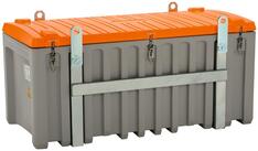 Materialbox, kranbar mit Seitentür, Polyethylen, grau/orange, Volumen 750 l, BxTxH 1700x860x800 mm, Gewicht 76 kg