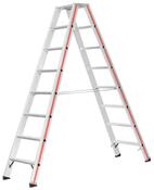 Stufen-Stehleiter, beidseitig begehbar, inkl. Spreizsicherung, Höhe 1850 mm, 2x8 Stufen, Gewicht 11,6 kg