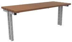 Tisch mit Bambusbelattung Savanna, Füße feuerverzinkt, ortsfest zum Einbetonieren BxTxH  1770x700x732