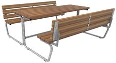 Sitzgarnitur, bestehend aus: 2 Bänke, Sitzfläche Bambus mit Rückenlehne, 1 Tisch , Tischläche aus Bambus Savanna, BxTxH 1770x2101x785 mm