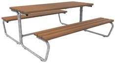 Sitzgarnitur, bestehend aus: 2 Bänke, Sitzfläche Bambus, 1 Tisch,  Tischfläche aus Bambus Savanna, BxTxH 1770x1870x731 mm