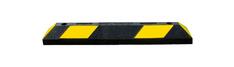 Parkplatzbegrenzer Farbe schwarz-gelb, Recy.-Gummi mit Reflektorstreifen inkl. Dübelmaterial, LxBxH 900x150x100 mm