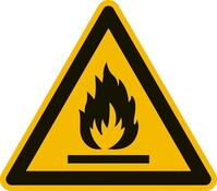 Warnschild, Warnung vor feuergefährlichen Stoffen, Folie, 200 mm