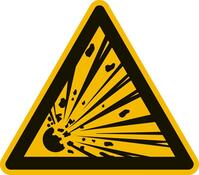 Warnschild, Warnung vor explosionsgefährlichen Stoffen, Folie, 50 mm, VE Bogen mit 6 Stück