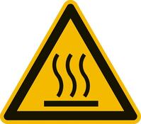 Warnschild, Warnung vor heißer Oberfläche, Folie, 50 mm, VE Bogen mit 6 Stück