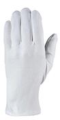 Baumwolltrikot-Handschuhe mit Schicht, Farbe weiss gebleicht, Gr. 13
