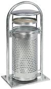 Abfallbehälter, Außeneinsatz, mit Ascher, komplett RAL 3004, Vol. 65 l, BxTxH 580x380x1165 mm