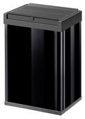 Großraum-Abfallbox, Volumen 35 l, BxTxH 340x260x500 mm, Gehäuse Stahlblech schwarz, Kunststoff-Schwingdeckel schwarz