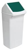 Abfallbehälter mit schwenkbarer Einwurfklappe im Deckel, Volumen 40 l, BxTxH 320x366x747 mm, Farbe weiß/grün