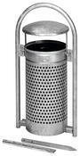 Abfallbehälter, Außeneinsatz, ohne Ascher, komplett feuerverzinkt, Vol. 65 l, BxTxH 580x380x1165 mm, zum Einbetonieren