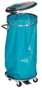Fahrbarer Müllsackständer, aus Edelstahl, mit Edelstahl-Deckel, für 120-l-Säcke, mit Fusspedal, Durchm.xH: 410x900 mm