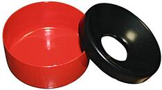 Tischascher, Durchm.xH mm 90x40 mm, Vol. 0,2 l, Behälter rot, Deckel RAL 9005 schwarz