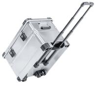 Mobile Universal-Aluminium-Kiste, Volumen 60 l, BxTxH 600x400x385 mm, mit Rollen und Ausziehgriff