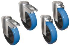 Rädersatz zu Aluminium-Riffelblechboxen, 4 Kunststoffräder Durchm. 100 mm