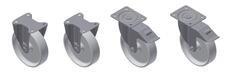 Polyamid-Radsatz, 2 Lenkrollen mit Feststeller und 2 Bockrollen, Raddurchmesser 160 mm, Bauhöhe 200 mm, Traglast bis 1350 kg