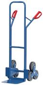 Stahlrohr-Treppenkarre, Schaufel-BxT 320x250 mm, HxB 1300x590 mm, Traglast 200 kg, 2 dreiarmige Radsterne TPE-Bereifung, RAL 5007 brillantblau
