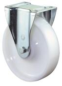 Schwerlast-Bockrolle, Kunststoff weiß, Durchm. 200 mm, Traglast 800 kg, Kugellager, Anschraubplatte