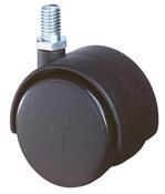 Kunststoff-Doppelrolle, schwarz, Durchm. 40 mm, Traglast 30 kg, Gewindestift, für weiche Böden, VE 8 Stück
