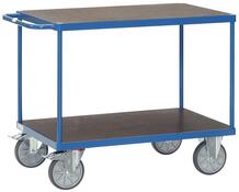 Tischwagen mit 2 wasserfesten Ladeflächen LxB 1000x600 mm, Außenmaße LxBxH 1197x609x900 mm, Traglast 600 kg, RAL 5007 brillantblau