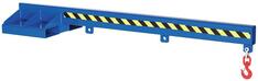 Kranarm für Gabelstapler, Länge 2400 mm, Traglast 250-2500 kg, starr, RAL 5010 enzianblau