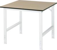 Arbeitstisch, Grundtisch, stufenlos manuell höhenverstellbar, Platte MDF 22 mm, BxTxH 1000x1000x760-1080 mm, RAL 7035
