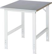 Arbeitstisch, Grundtisch, stufenlos manuell höhenverstellbar, Platte mit Stahlblechbelag 25 mm, BxTxH 750x1000x760-1080 mm, RAL 7035