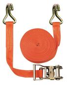 Zweiteiliger Zurrgurt, mit Spitzhaken, 2000 daN zul. Zugkraft in der Umreifung, Gurtbreite 35 mm, Länge 6 m, Farbe orange, 2 Streifen, VE 2 Stück