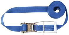 Zweiteiliger Zurrgurt, Langhebel-Druckratsche + Rahmenhaken, 4000 daN Zugkr. i. d. Umr., Gurtbreite 50 mm, L 6 m, Farbe blau, 4 Streifen, VE 2 Stück