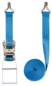 Zweiteiliger Zurrgurt, Langhebel-Druckratsche + Spitzhaken, 4000 daN Zugkr. i. d. Umr., Gurtbreite 50 mm, L 4 m, Farbe blau, 4 Streifen, VE 2 Stück
