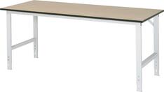 Arbeitstisch, Grundtisch, stufenlos manuell höhenverstellbar, Platte MDF 22 mm, BxTxH 2000x800x760-1080 mm, RAL 7035