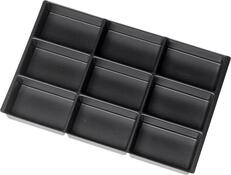 Schubladen-Einteilungs-Set, Fronthöhe 120 - 360 mm, B x T 365 x 230 mm, Einsatz mit 9 Fächern