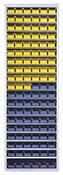Magazinschrank, ohne Türen, RAL 7035 lichtgrau, BxTxH 680x280x2150 mm, Anzahl Kästen: 57 xGr. 5 gelb, 57 x Gr. 5 blau