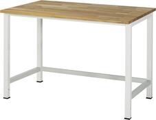 Werktisch, Grundtisch, Unterbau 45x45 mm, Platte Buche, BxTxH 1250x800x825 mm, RAL 7035
