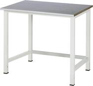 Werktisch, Grundtisch, Unterbau 45x45 mm, Platte mit Stahlblechbelag 25 mm, BxTxH 1000x800x825 mm, RAL 7035