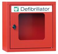 Defibrillatorenschrank ohne Alarmfunktion, Tür mit Sichtfenster und Drehverschluss BxTxH 400x220x400 mm, RAL 3000