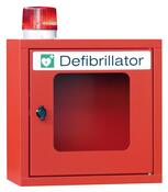 Defibrillatorenschrank mit Alarmfunktion + Lampe, Sichtfenster + Drehverschluss, inkl. 9V-Batterie, BxTxH 400x220x490 mm, RAL 3000