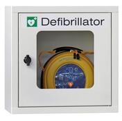 Defibrillatorenschrank ohne Alarmfunktion, Tür mit Sichtfenster und Drehverschluss, BxTxH 400x220x400 mm, RAL 7035