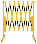 Scherensperrgitter, gelb mit schwarzen Streifen, Ständer ausStahlrohr, Stäbe aus Flachstahl 25/4 mm, Höhe 1000 mm, ausz