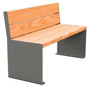 Sitzbank, Breite 1200 mm, Gestell Stahl 450x 450 mm, verzinkt, Sitzfläche Tropenholz hell, Sitzhöhe 450 mm, Gestell grau