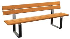 Sitzbank, L 2000mm, Tropenholz 36 mm, Lasur Eiche hell, 2 Füße aus Stahl 80x80 mm,grau lackiert, Montage:Bodenplatte