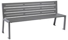 Sitzbank, L 1800mm, Stahlrohr 30x50x2 mm, verzinkt, grau beschichtet, ohne Armlehnen, Montage: Bodenplatte