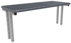 Tisch mit Drahtgitterplatte, Füße feuerverzinkt, ortsfest zum Einbetonieren BxTxH 1795x770x730 mm, RAL 7016