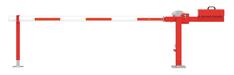 Wegesperre mit Gegengewicht, Farbe RAL 9010 HR m. roten Reflexstreifen, inkl. Fester Auflagestütze, Breite 3,5 m