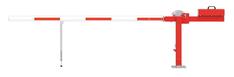 Wegesperre mit Gegengewicht, Farbe RAL 9010 HR m. roten Reflexstreifen, inkl. Gefederte Pendelstütze, Breite 3 m